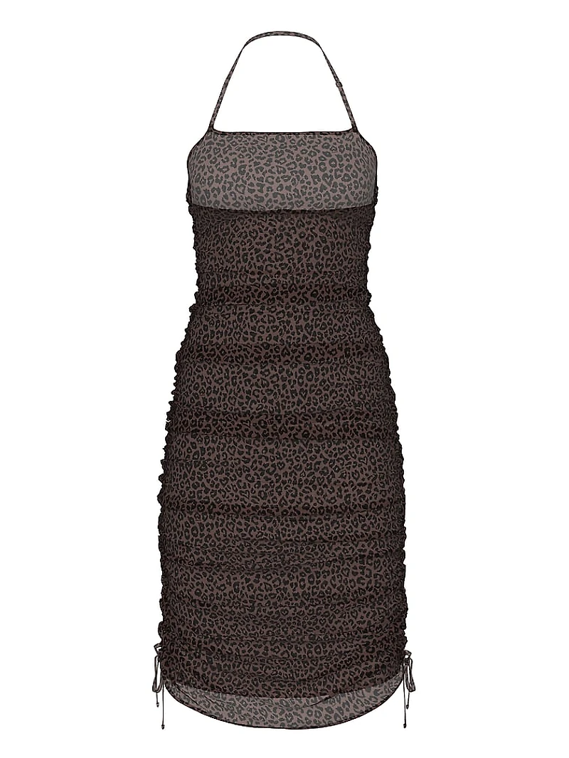 Mesh Ruched Midi Dress