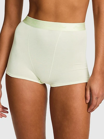 Logo Cotton High-Waist Boyshort Panty