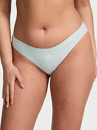 Cotton Pointelle Lace-Waist Bikini