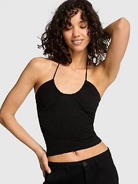 Floral Jacquard Halter Top
