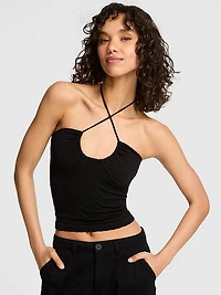 Floral Jacquard Halter Top