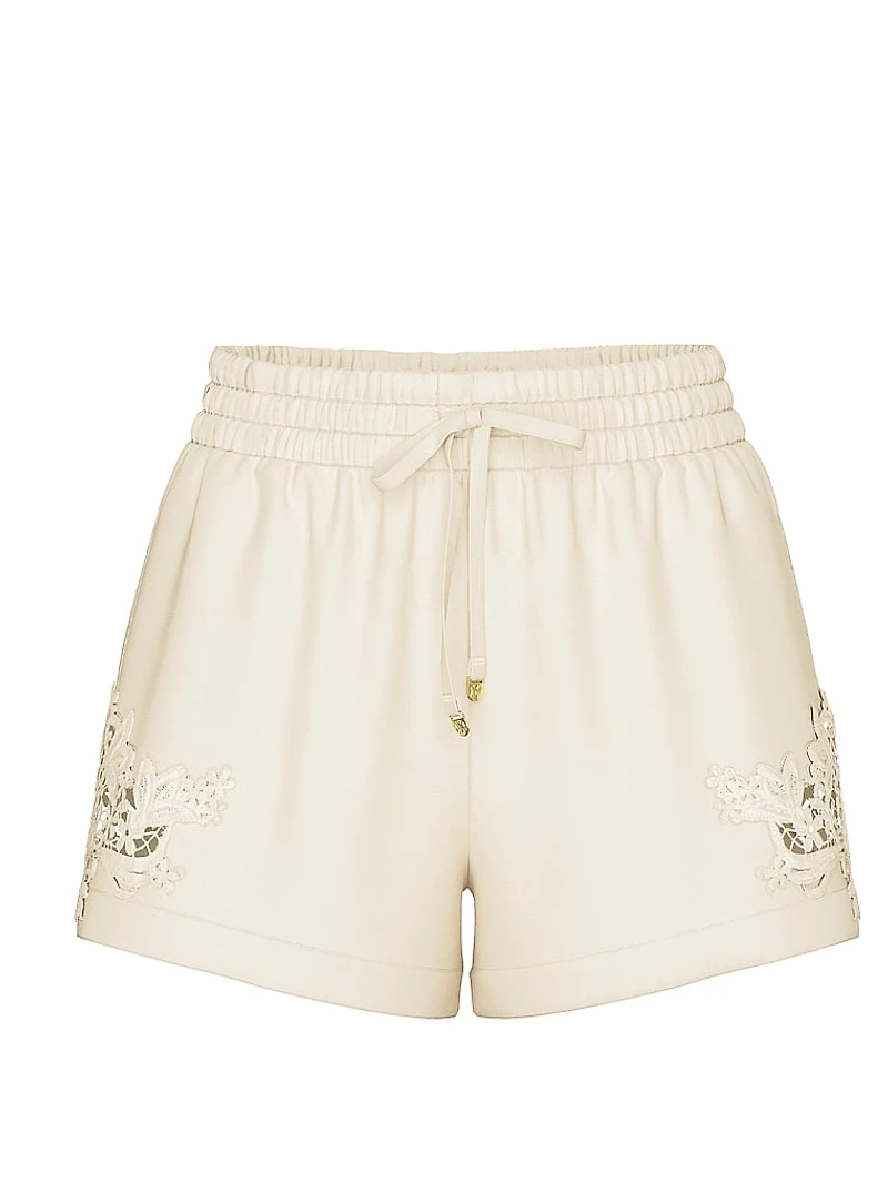 Beachwear Linen Lace-Trim Shorts