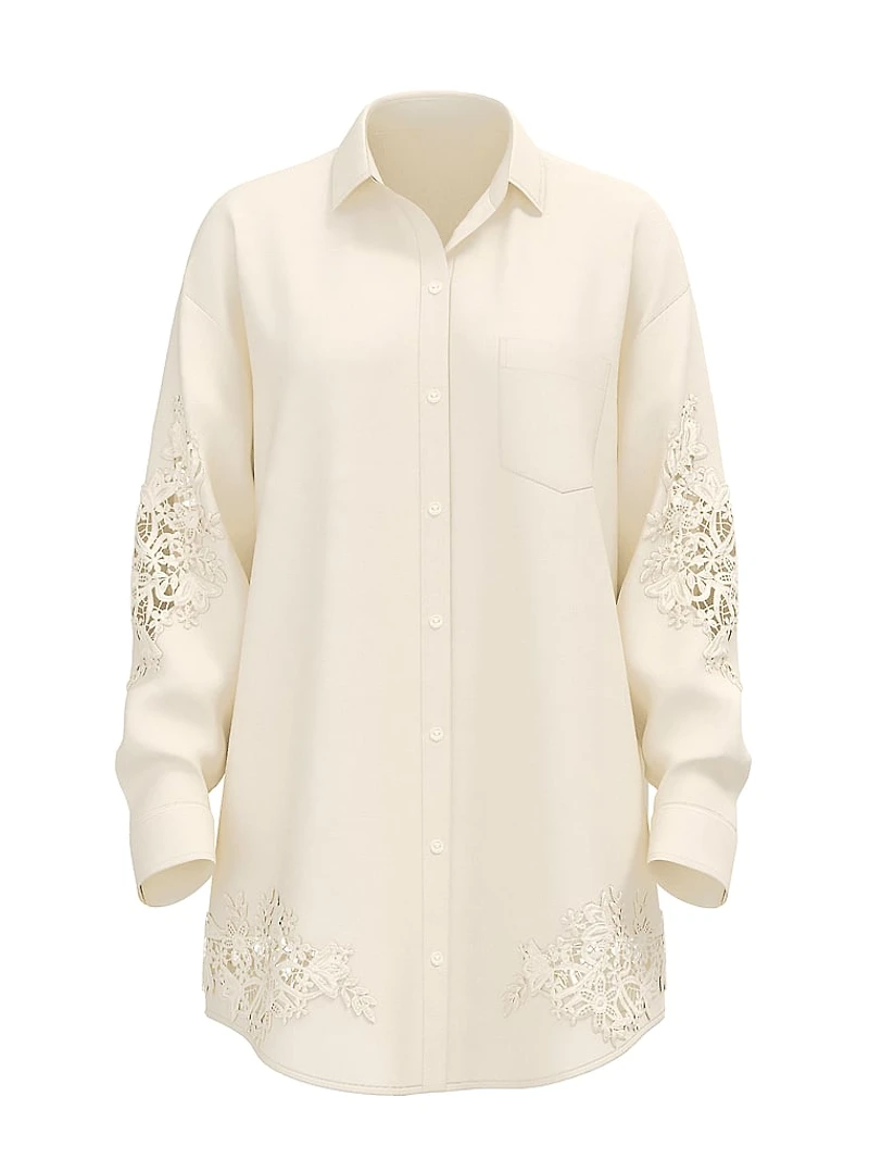 Beachwear Linen Lace-Trim Shirt