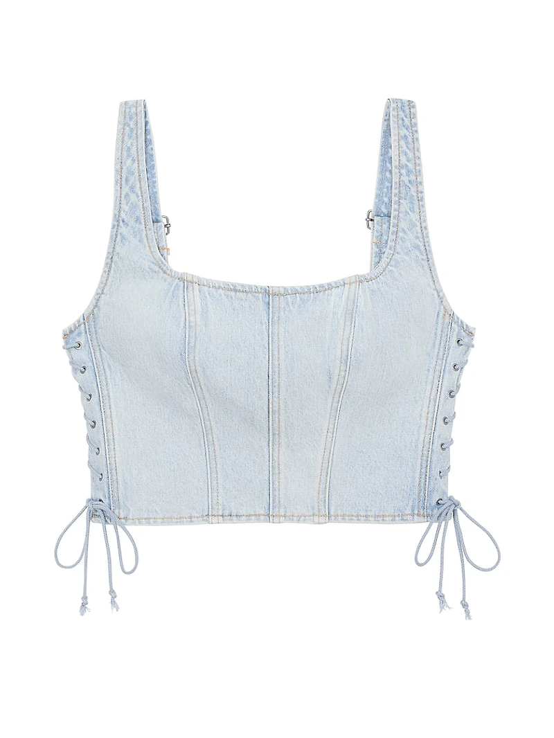 Denim by PINK Side Lace-Up Corset Top