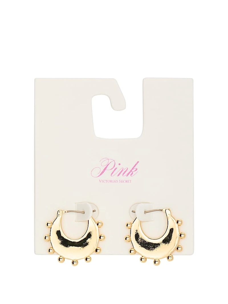 Small Gold Beaded Ball Hoop Earrings