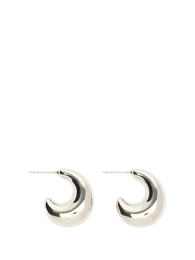 Medium Silver Chubby Hoop Earrings