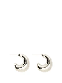 Medium Silver Chubby Hoop Earrings