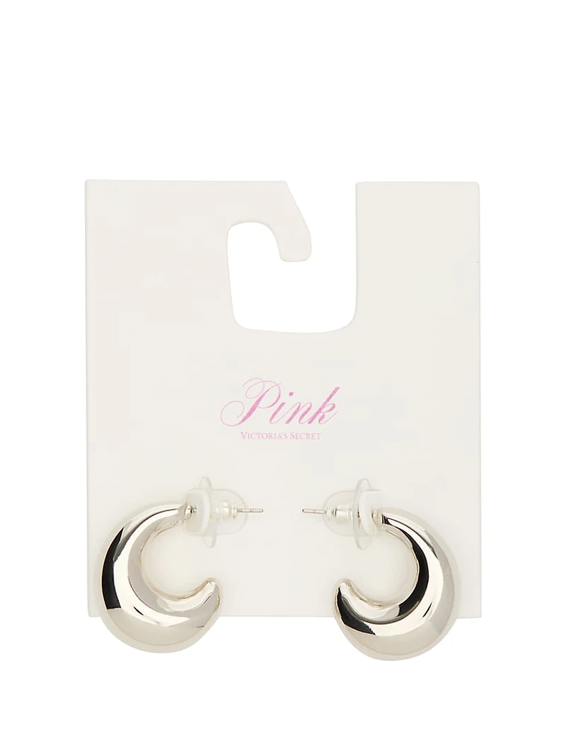 Medium Silver Chubby Hoop Earrings