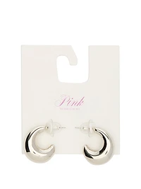 Medium Silver Chubby Hoop Earrings