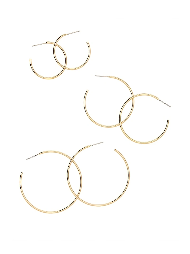 Gold 3-Pack Thin Hoop Earring Set
