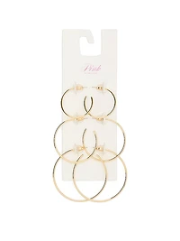 Gold 3-Pack Thin Hoop Earring Set