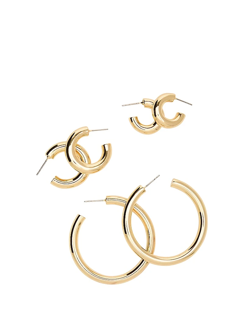 Gold 3-Pack Chunky Hoop Earring Set