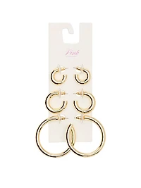 Gold 3-Pack Chunky Hoop Earring Set