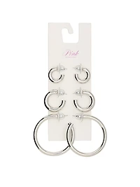 Silver 3-Pack Chunky Hoop Earring Set