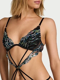 Siren Shimmer Embroidery Strappy Teddy