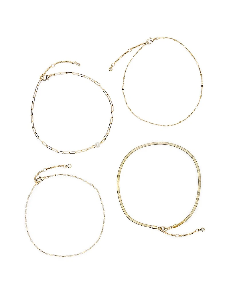 Gold Layered Chain Choker Necklace Set