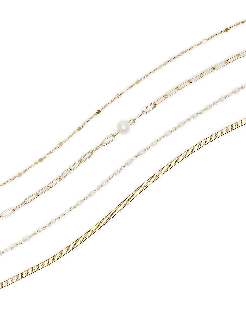 Gold Layered Chain Choker Necklace Set