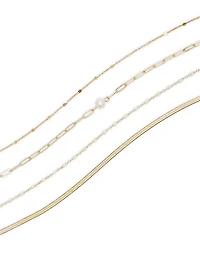 Gold Layered Chain Choker Necklace Set