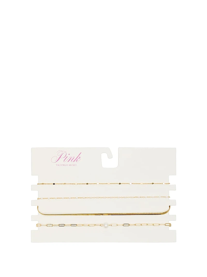 Gold Layered Chain Choker Necklace Set