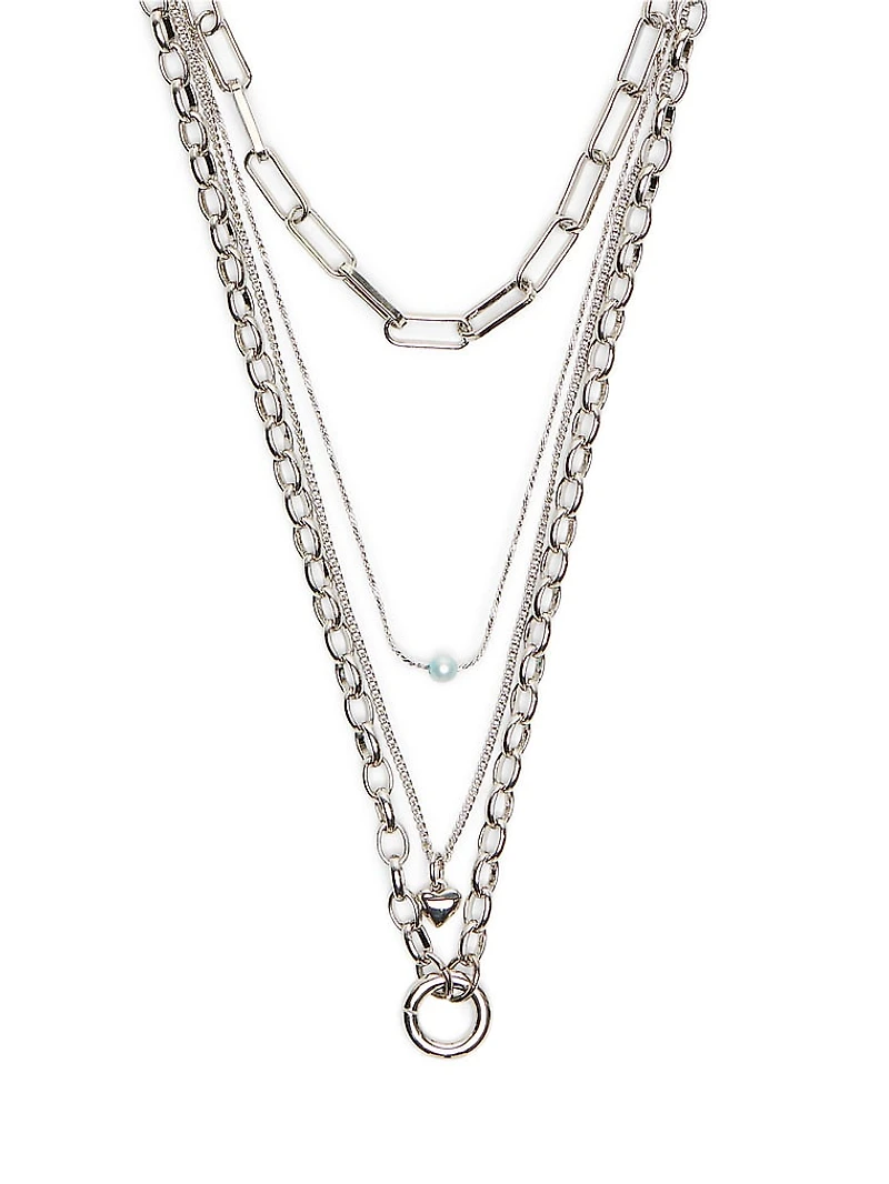 Silver 4-Piece Layered Necklace Set