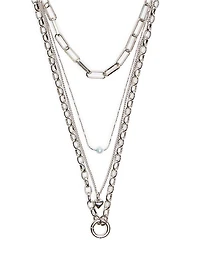 Silver 4-Piece Layered Necklace Set