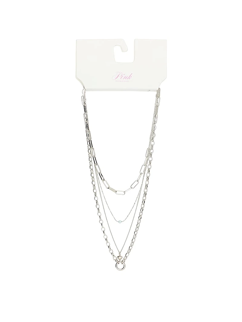 Silver 4-Piece Layered Necklace Set