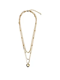 Gold 3-Piece Layered Heart Necklace Set