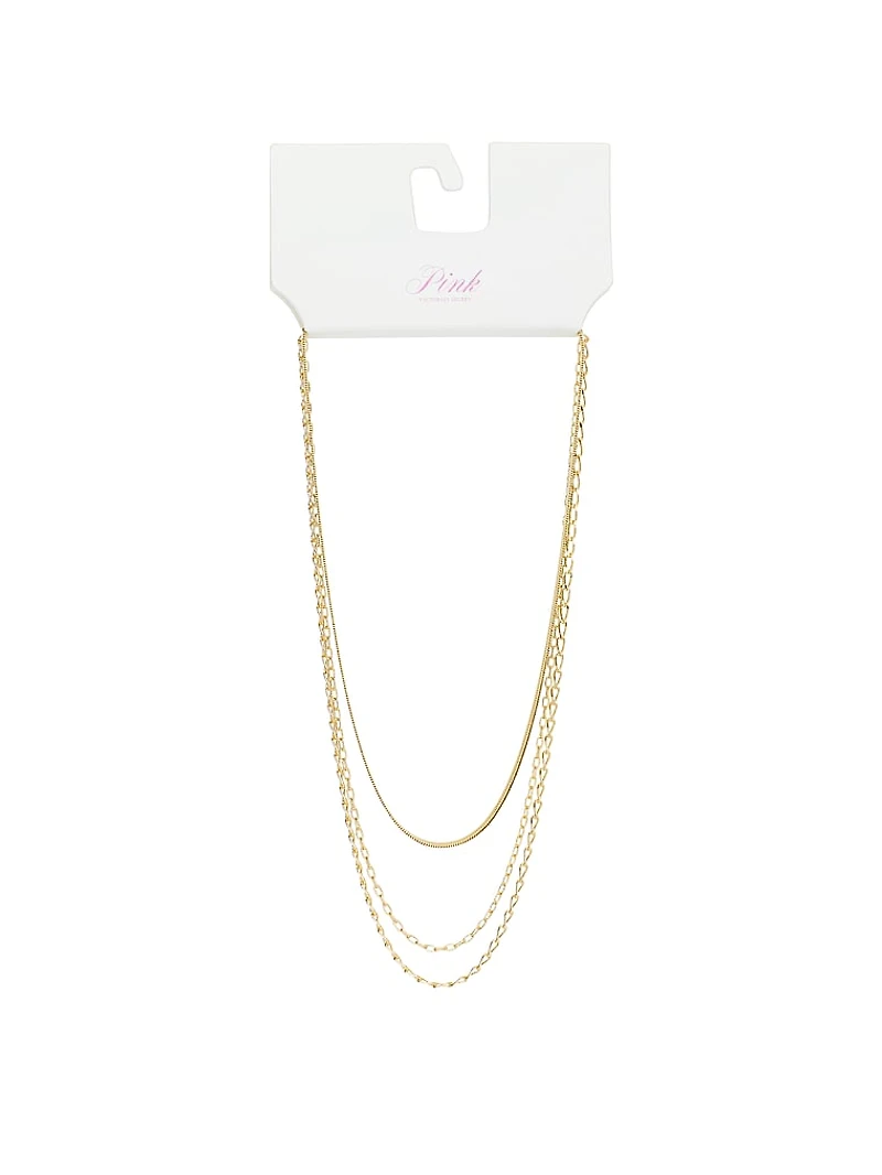Gold 3-Piece Layered Chain Necklace Set
