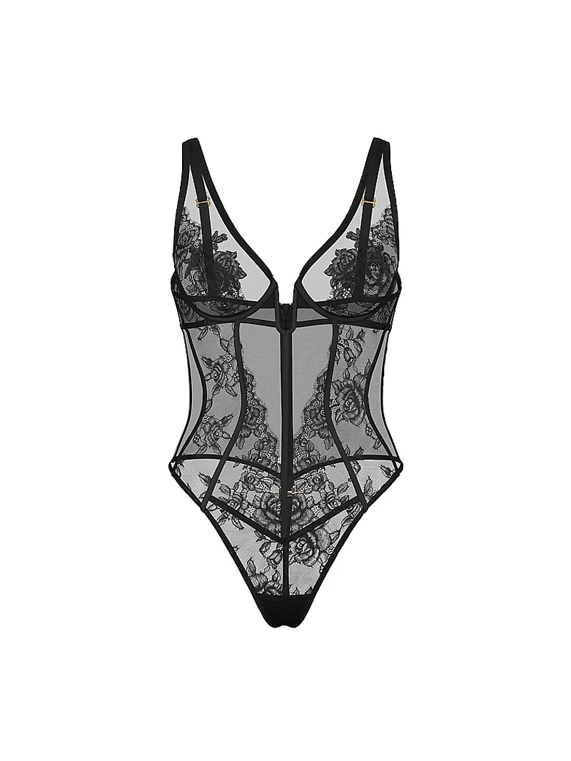 Rose Lace Plunge Teddy