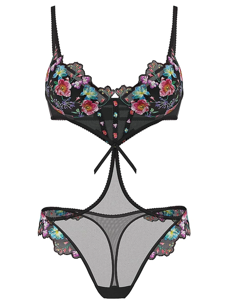 Dark Blossom Lightly Lined Low-Cut Demi Teddy