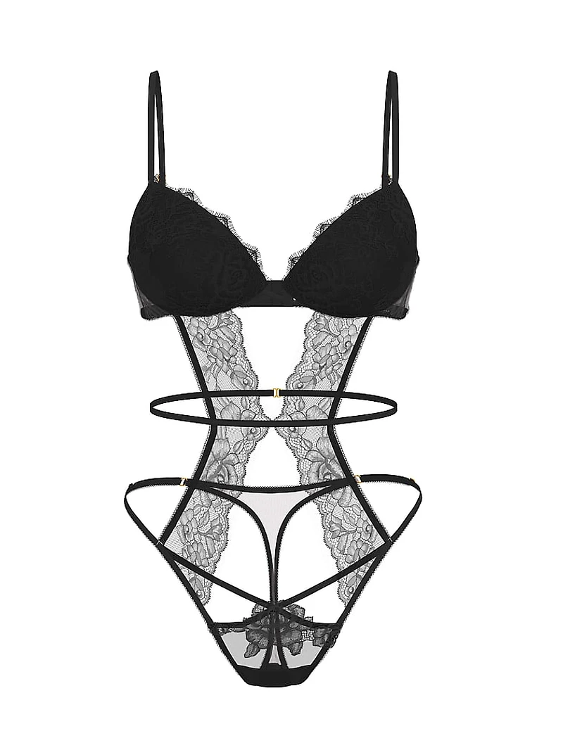 Rose Lace Lightly Lined Strappy Teddy