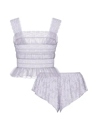 Dare to Dream Lace Sheer Cami & Flutter Short Set