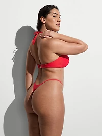 Two-Tone Rib Strapless Bandeau Bikini Top