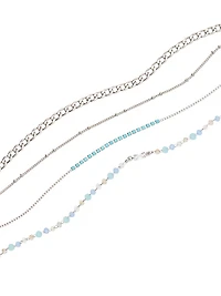 Silver Layered Choker Necklace Set