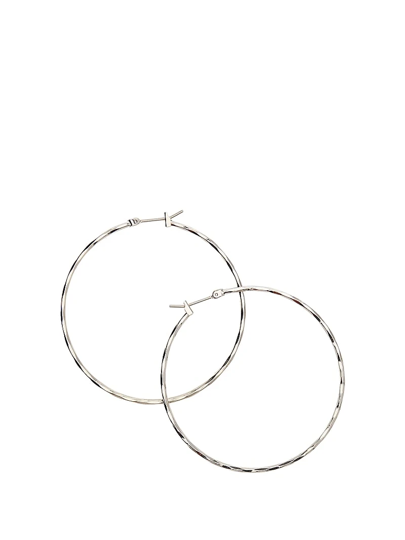 Large Silver Thin Hoop Earrings