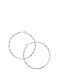 Large Silver Thin Hoop Earrings