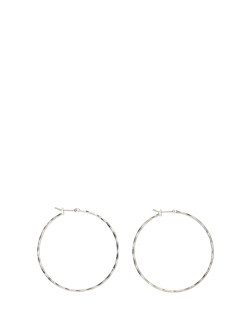 Large Silver Thin Hoop Earrings