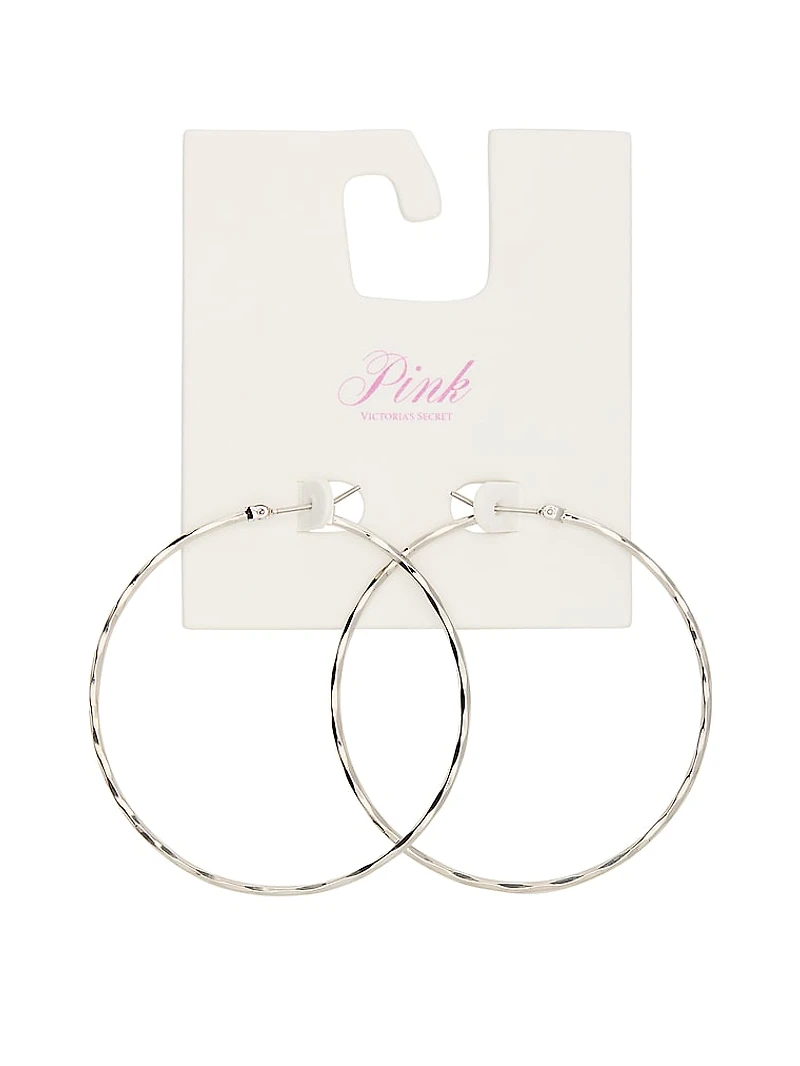 Large Silver Thin Hoop Earrings