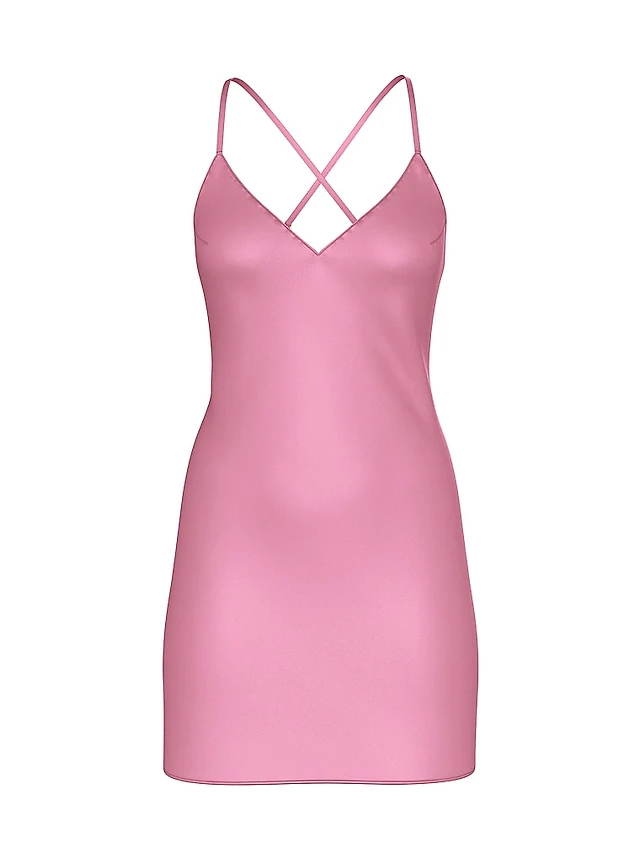 glazed satin dew drop heart slip dress VS Glazed Satin Dew Drop Heart Slip Dress