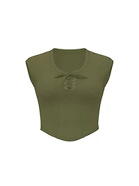 All-Day Soft Ribbed Lace-Up Top