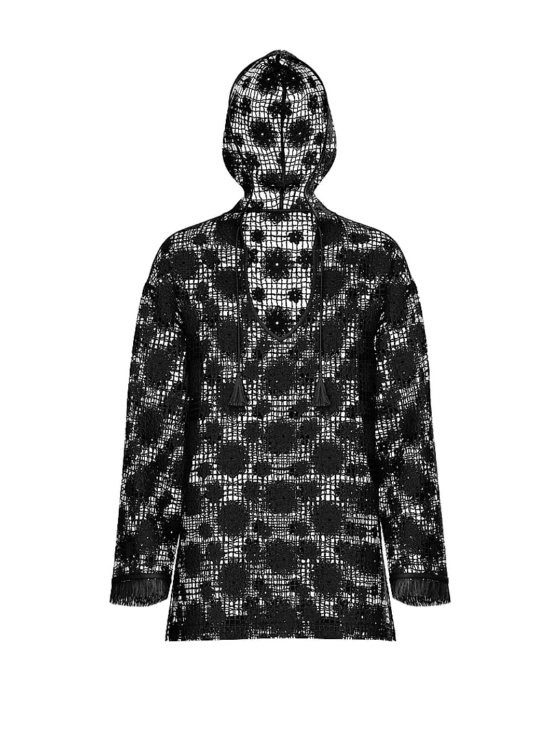 Beach Blooms Crochet Tunic Hoodie