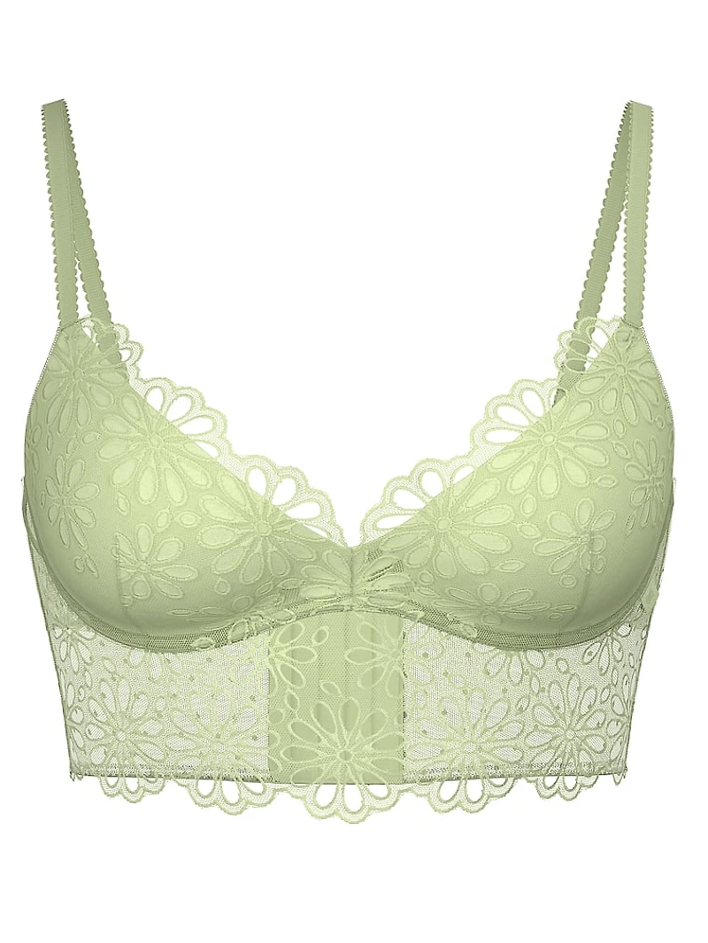 Sexy Tee Daisy Eyelet Wireless Push-Up Bra Top