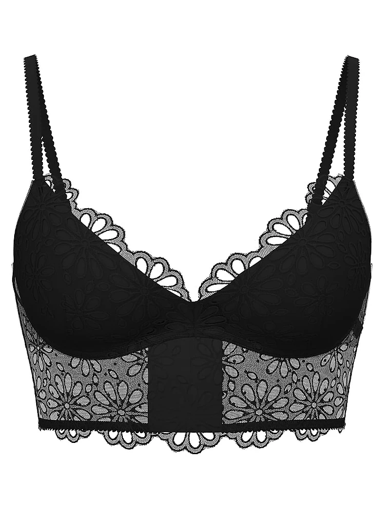 Sexy Tee Daisy Eyelet Wireless Push-Up Bra Top