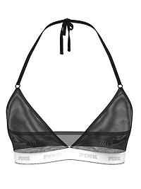 Logo Mesh Halter Triangle Bralette