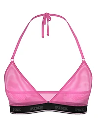 Logo Mesh Halter Triangle Bralette