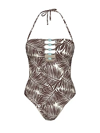 Beaded Strapless One-Piece Swimsuit