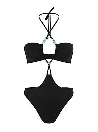 Beaded Cheeky Monokini One-Piece Swimsuit