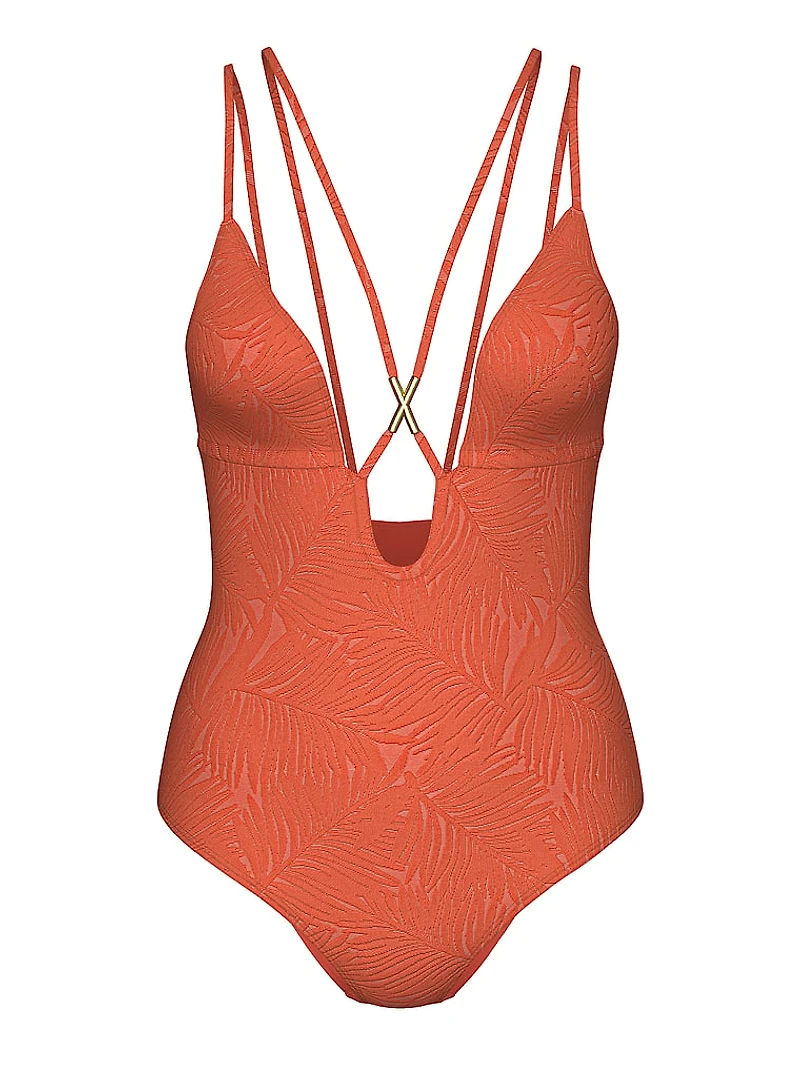 Archives Sexy Straps Plunge One-Piece Swimsuit