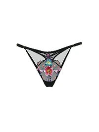 Dark Blossom Embroidery High-Leg Adjustable Thong Panty