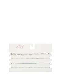 Silver Layered Choker Necklace Set